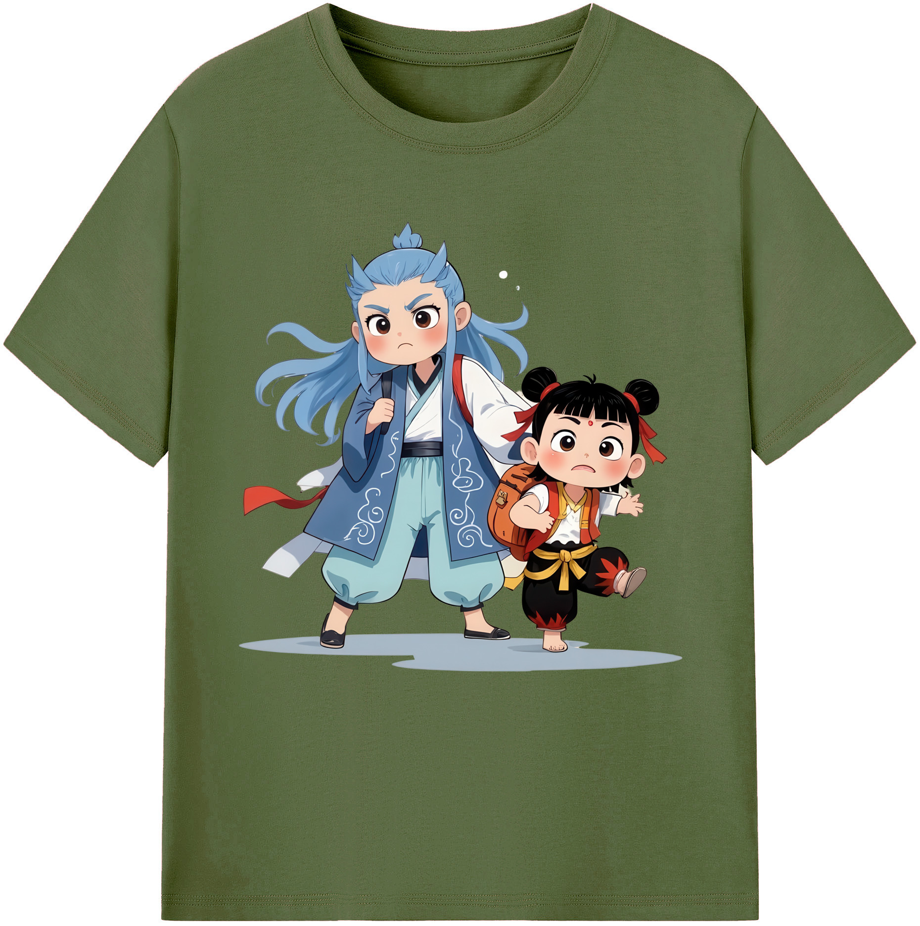 （画像用） Ne Zha 2 ナタ 魔童の大暴れ 綿100％半袖Tシャツ（フロントプリント）